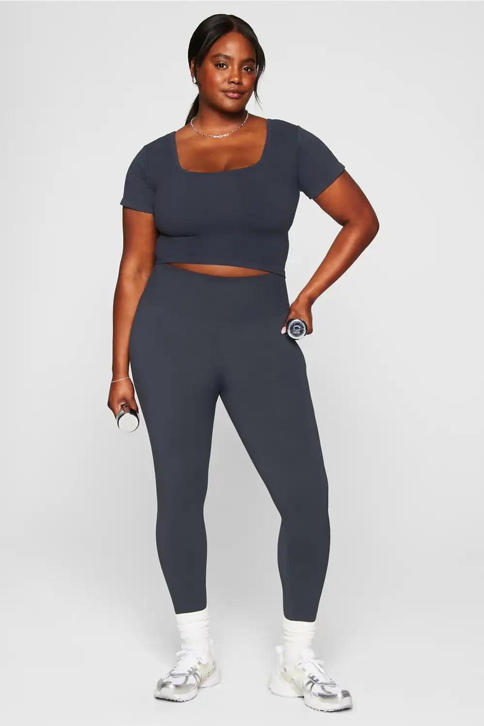 Sleek Seamless Scoop Neck Short-Sleeve Top