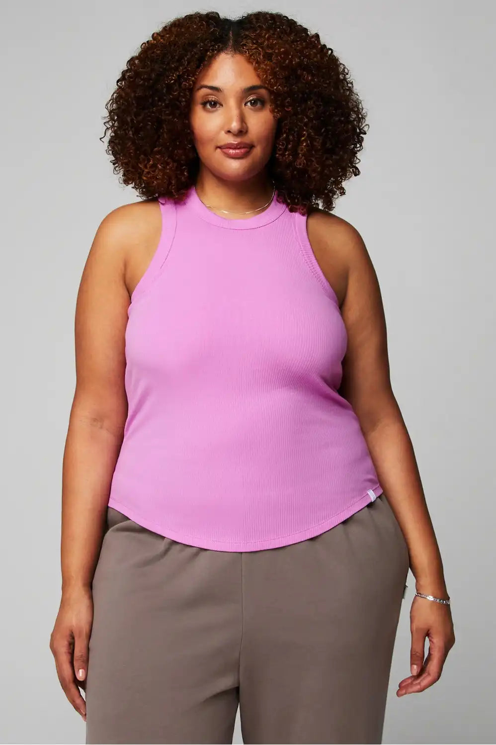 High Neck Rib Built-In Bra Tank