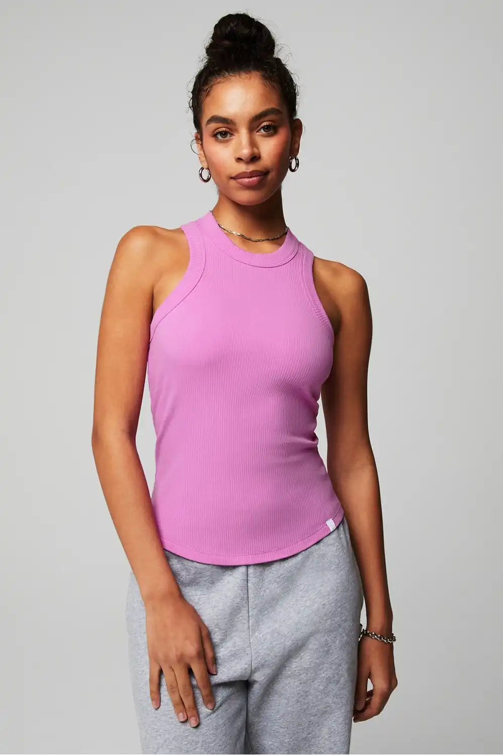 High Neck Rib Built-In Bra Tank