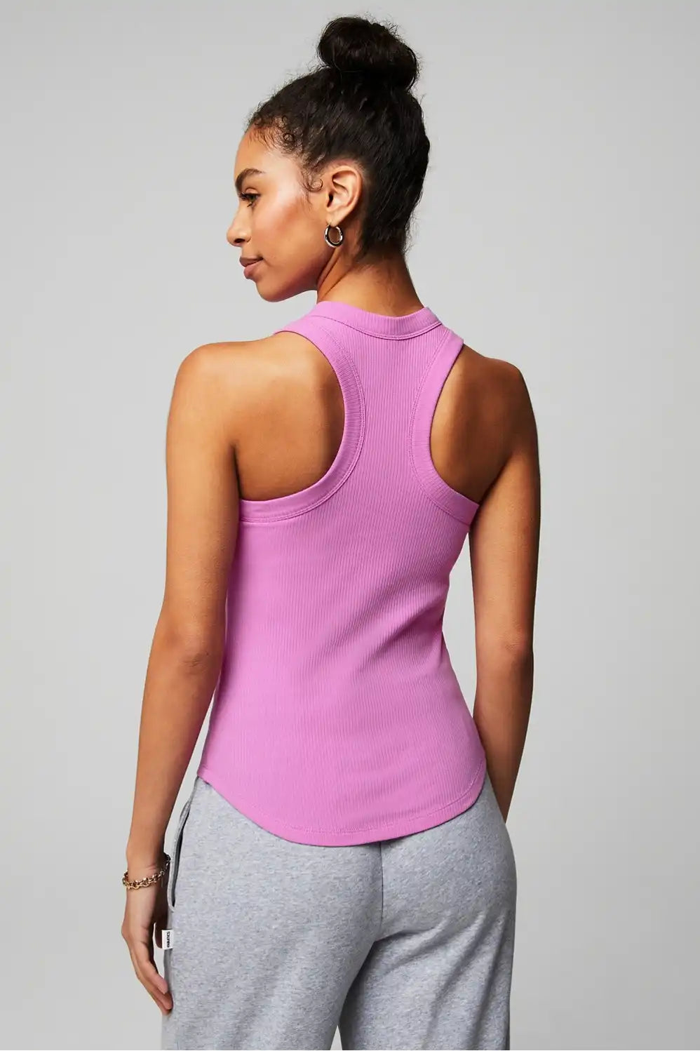 High Neck Rib Built-In Bra Tank