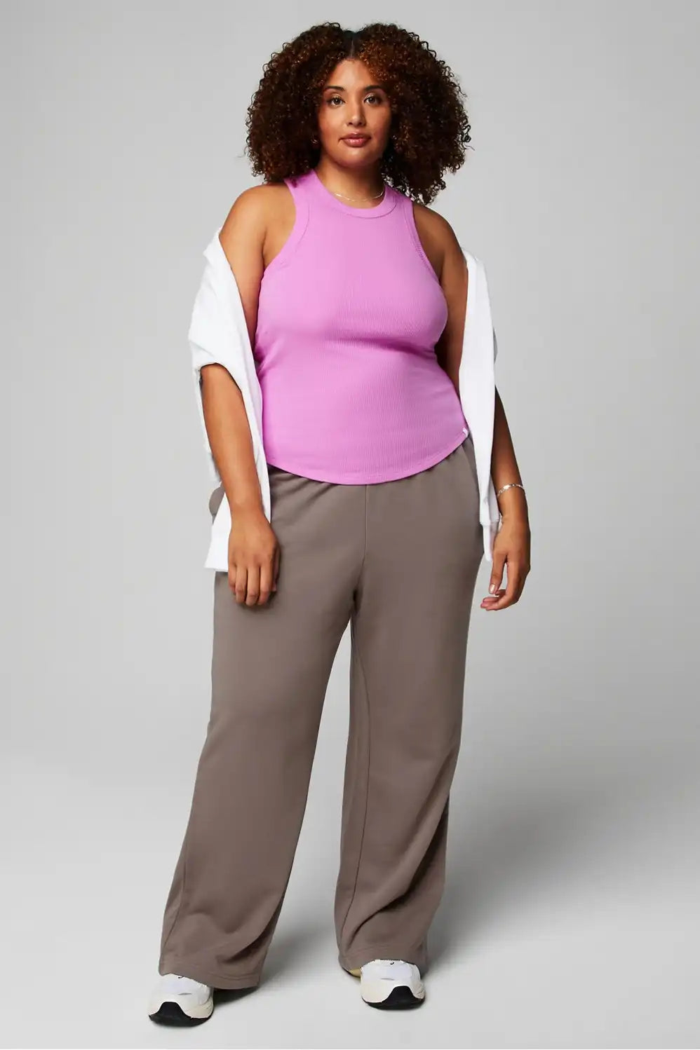 High Neck Rib Built-In Bra Tank