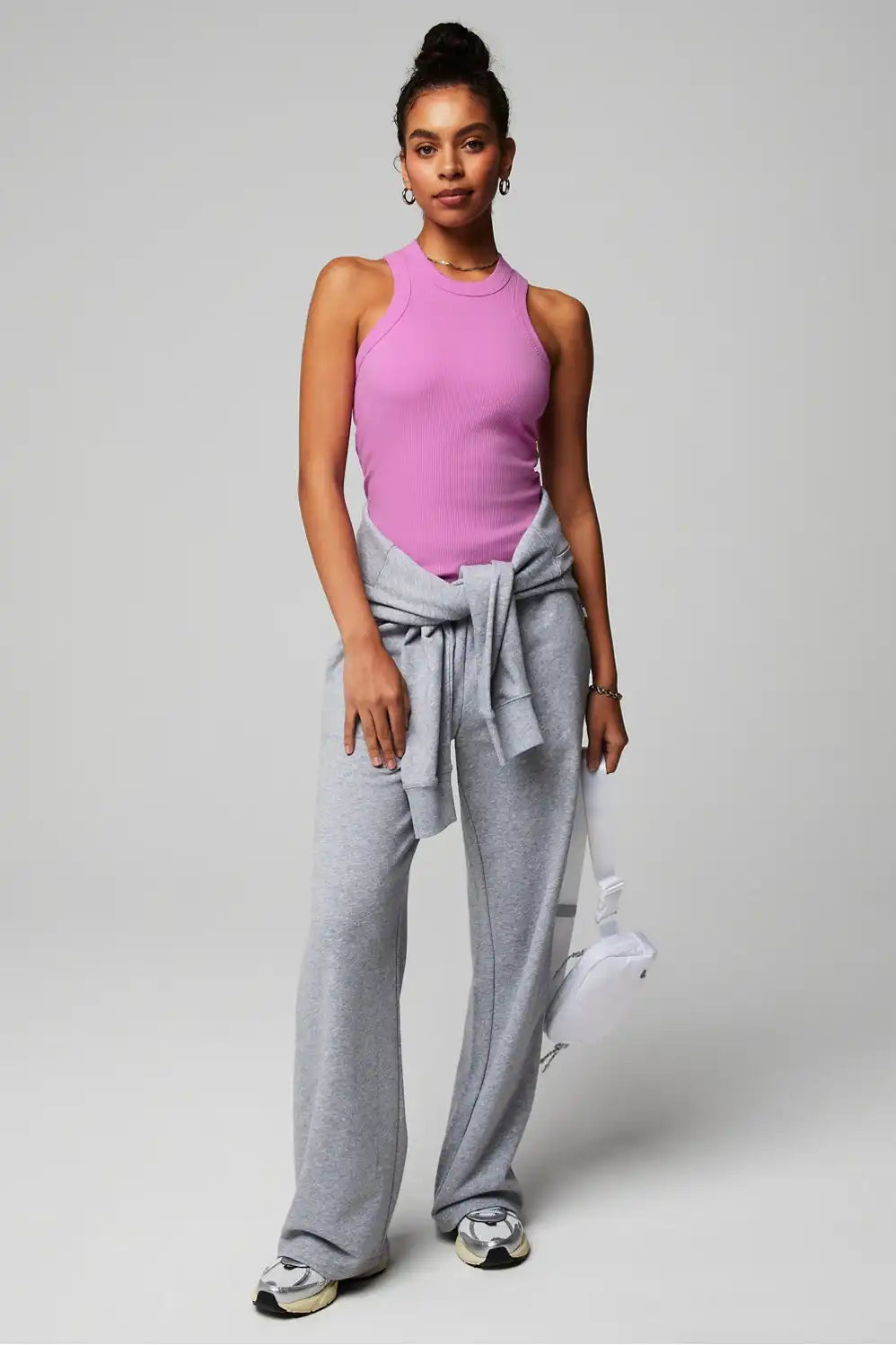 High Neck Rib Built-In Bra Tank