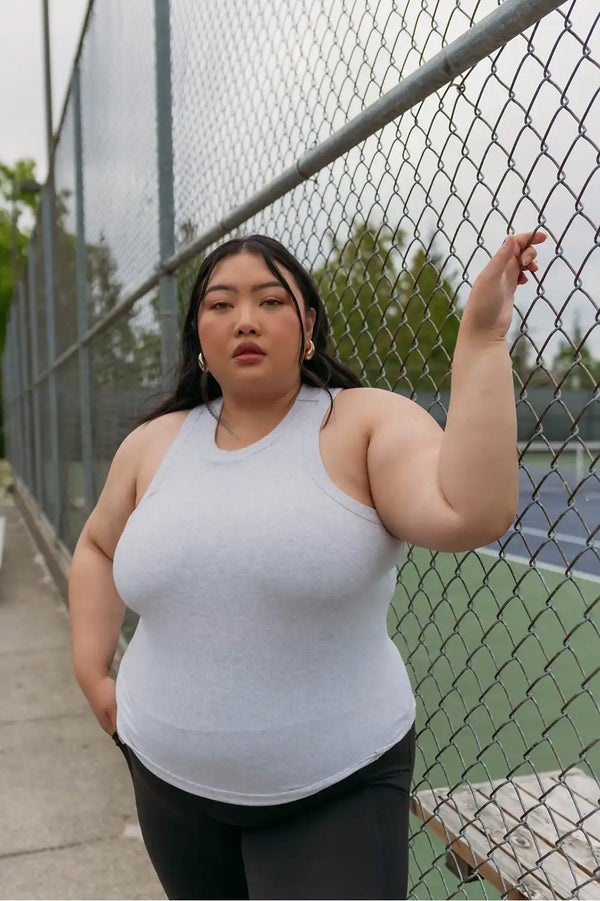 High Neck Rib Built-In Bra Tank