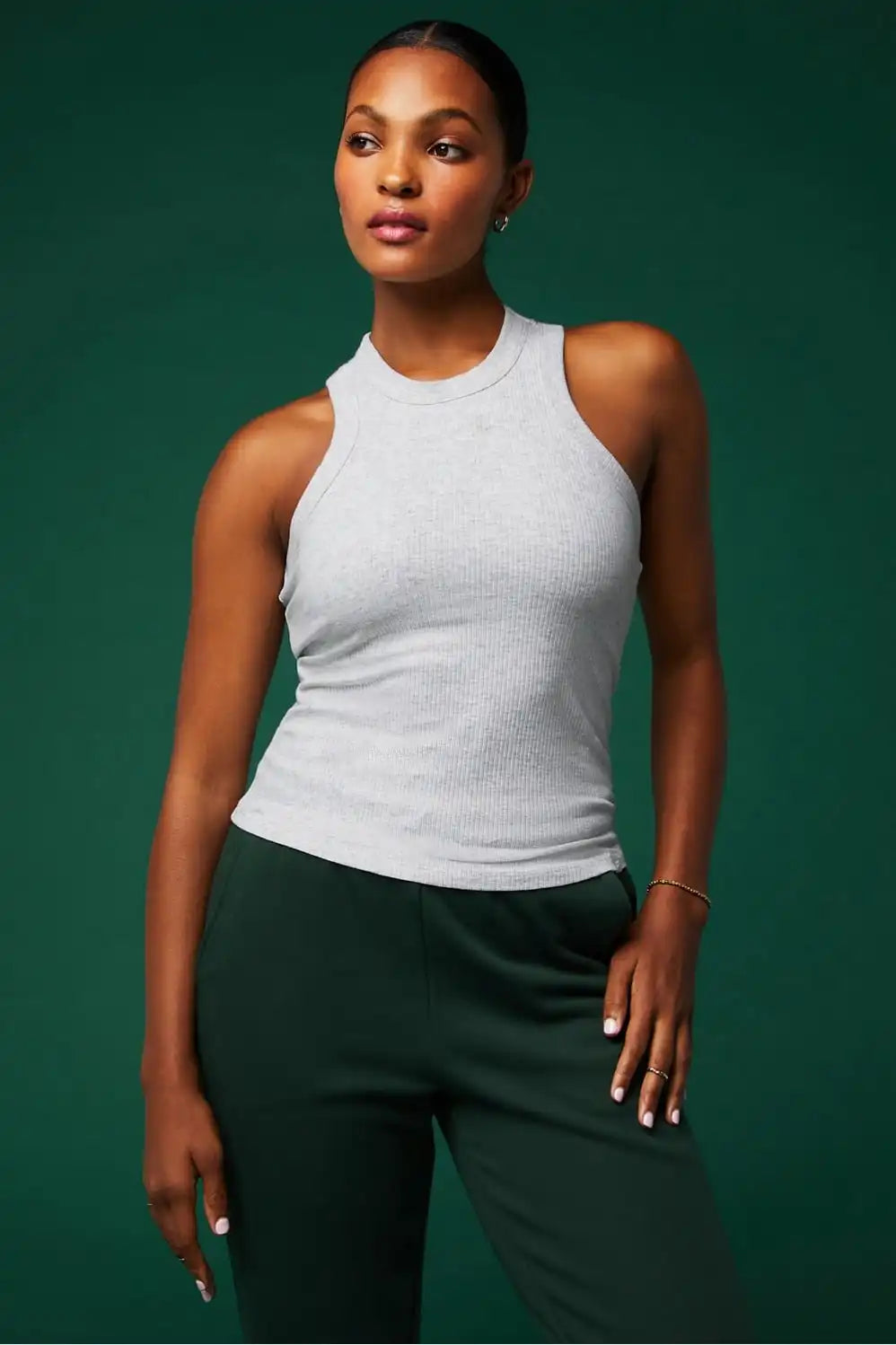 High Neck Rib Built-In Bra Tank Main image