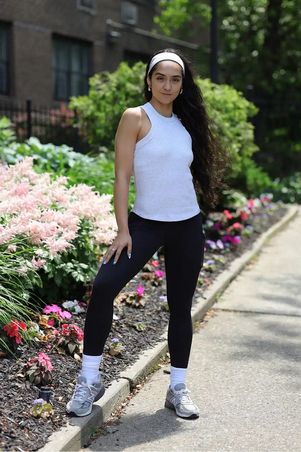 High Neck Rib Built-In Bra Tank