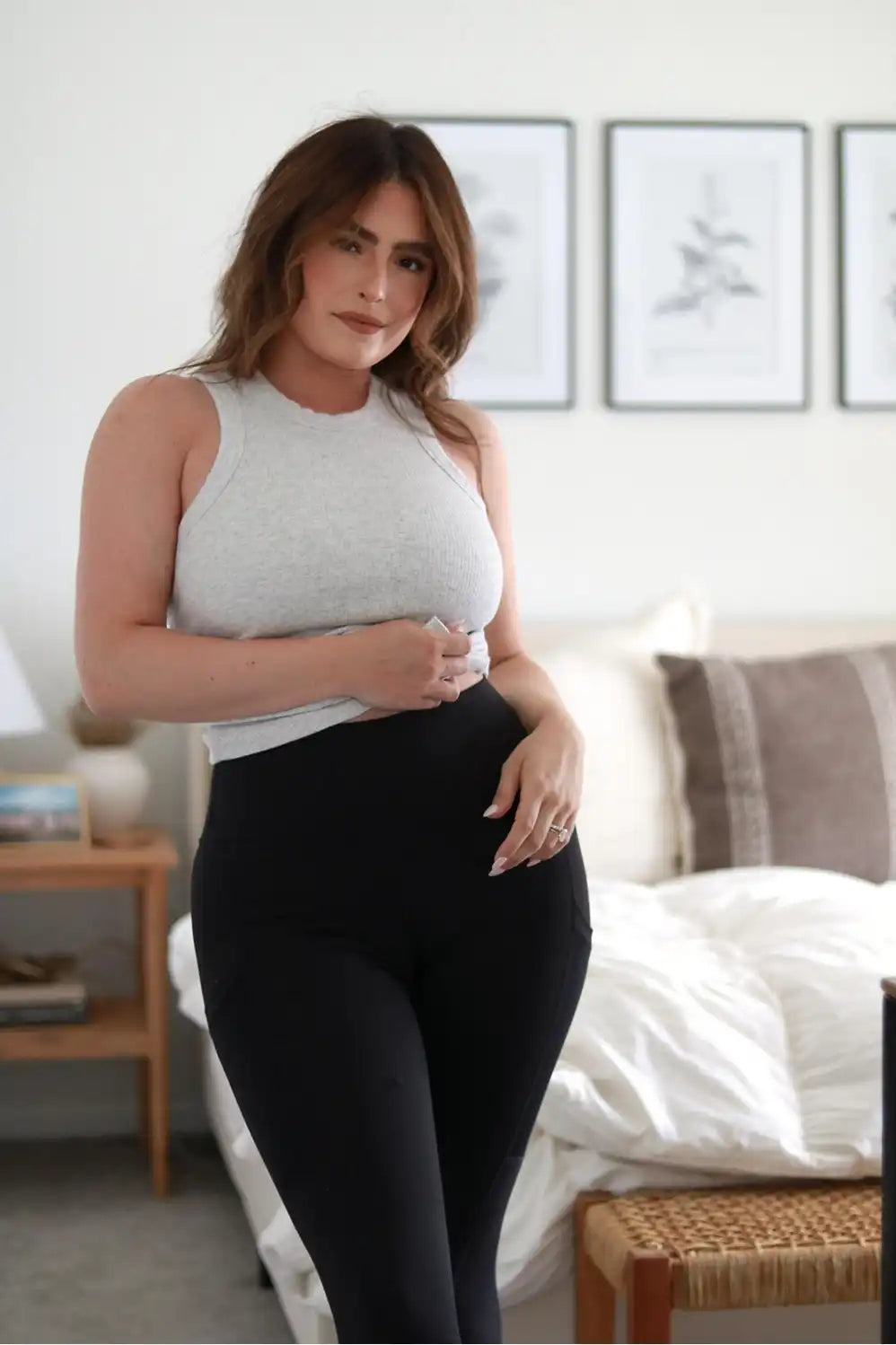 High Neck Rib Built-In Bra Tank