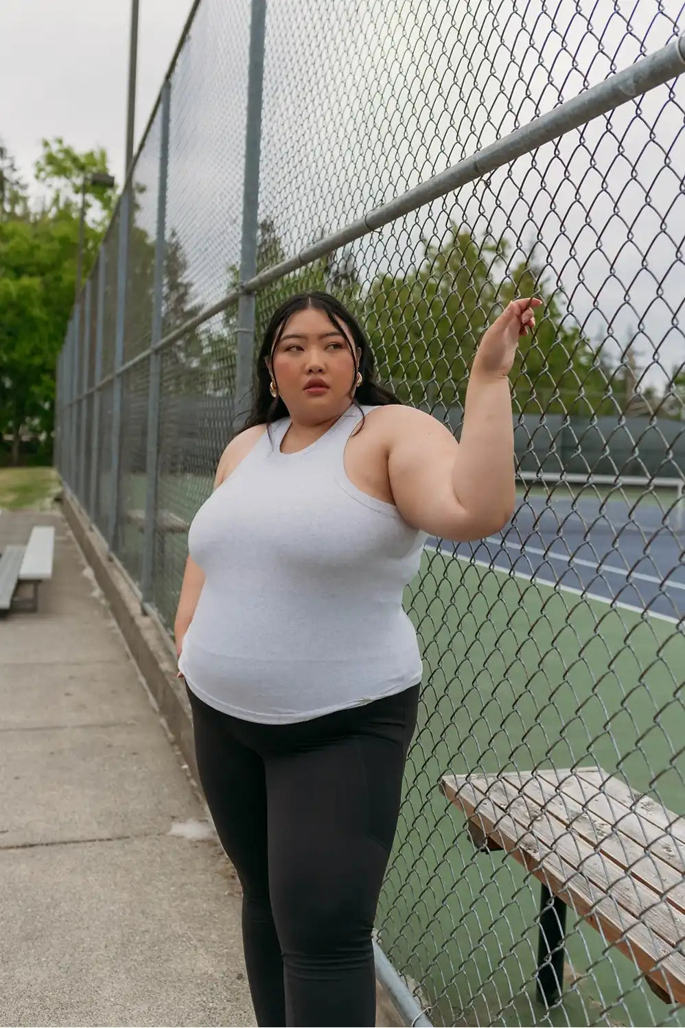 High Neck Rib Built-In Bra Tank