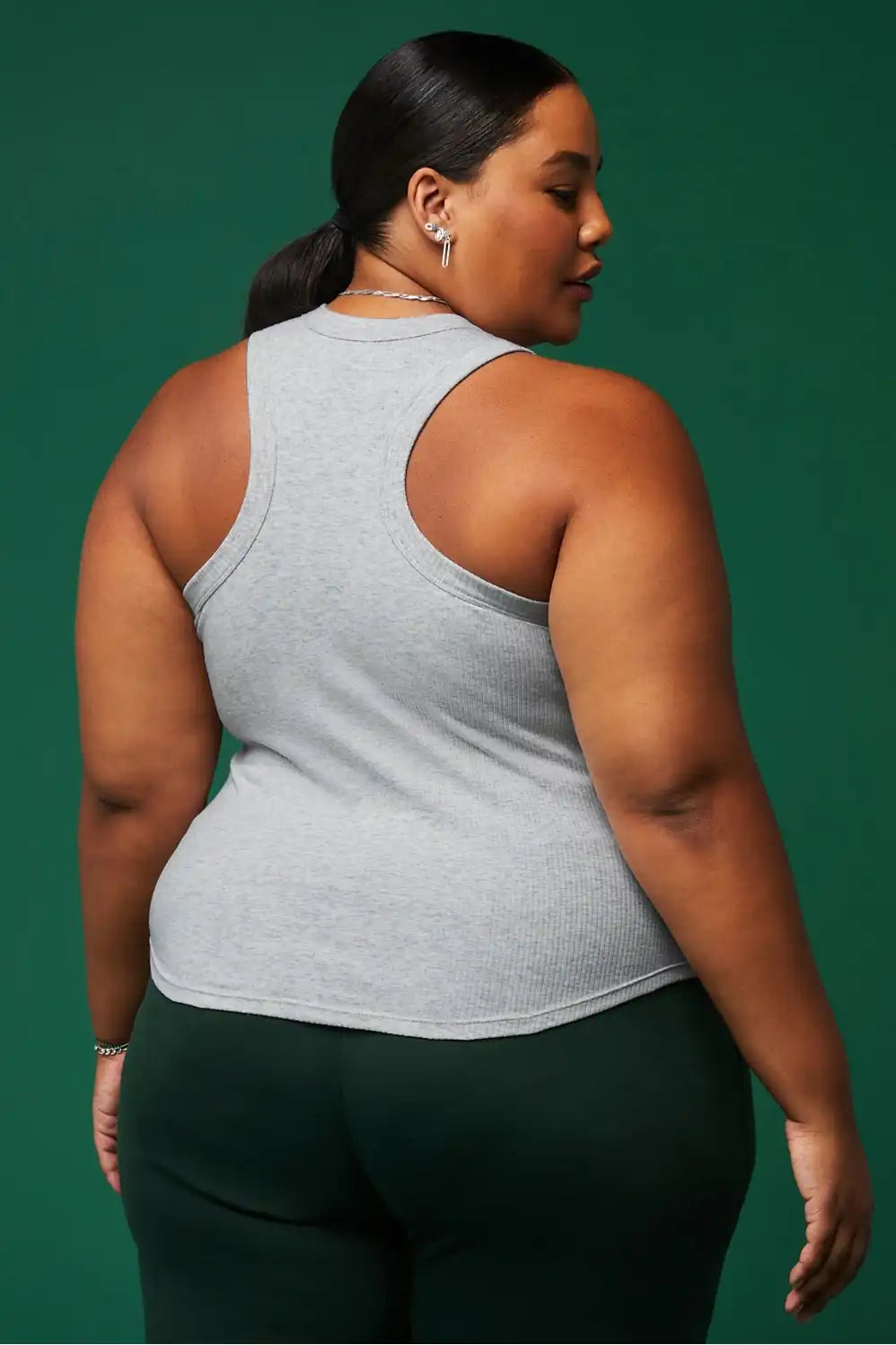 High Neck Rib Built-In Bra Tank
