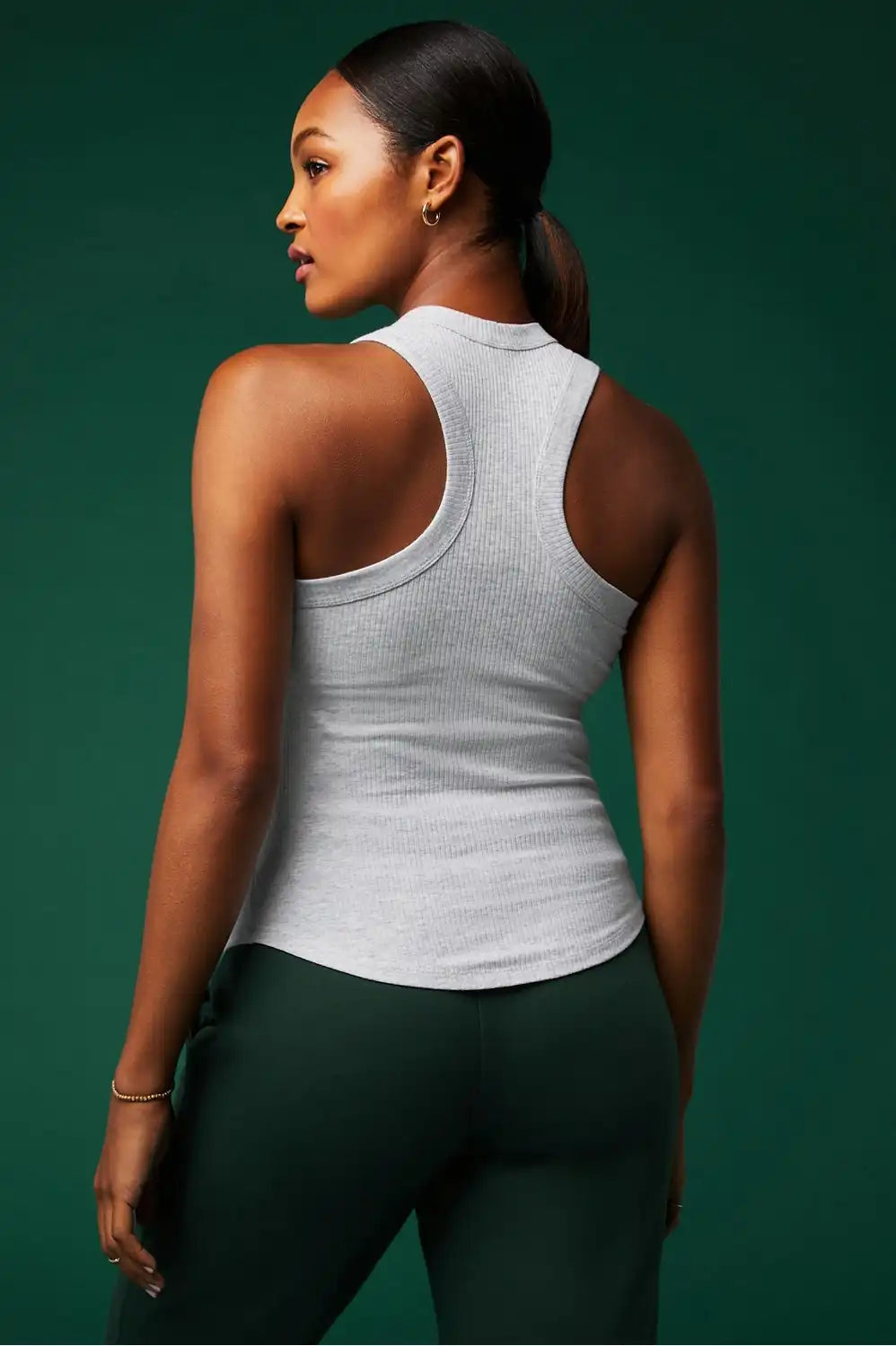 High Neck Rib Built-In Bra Tank