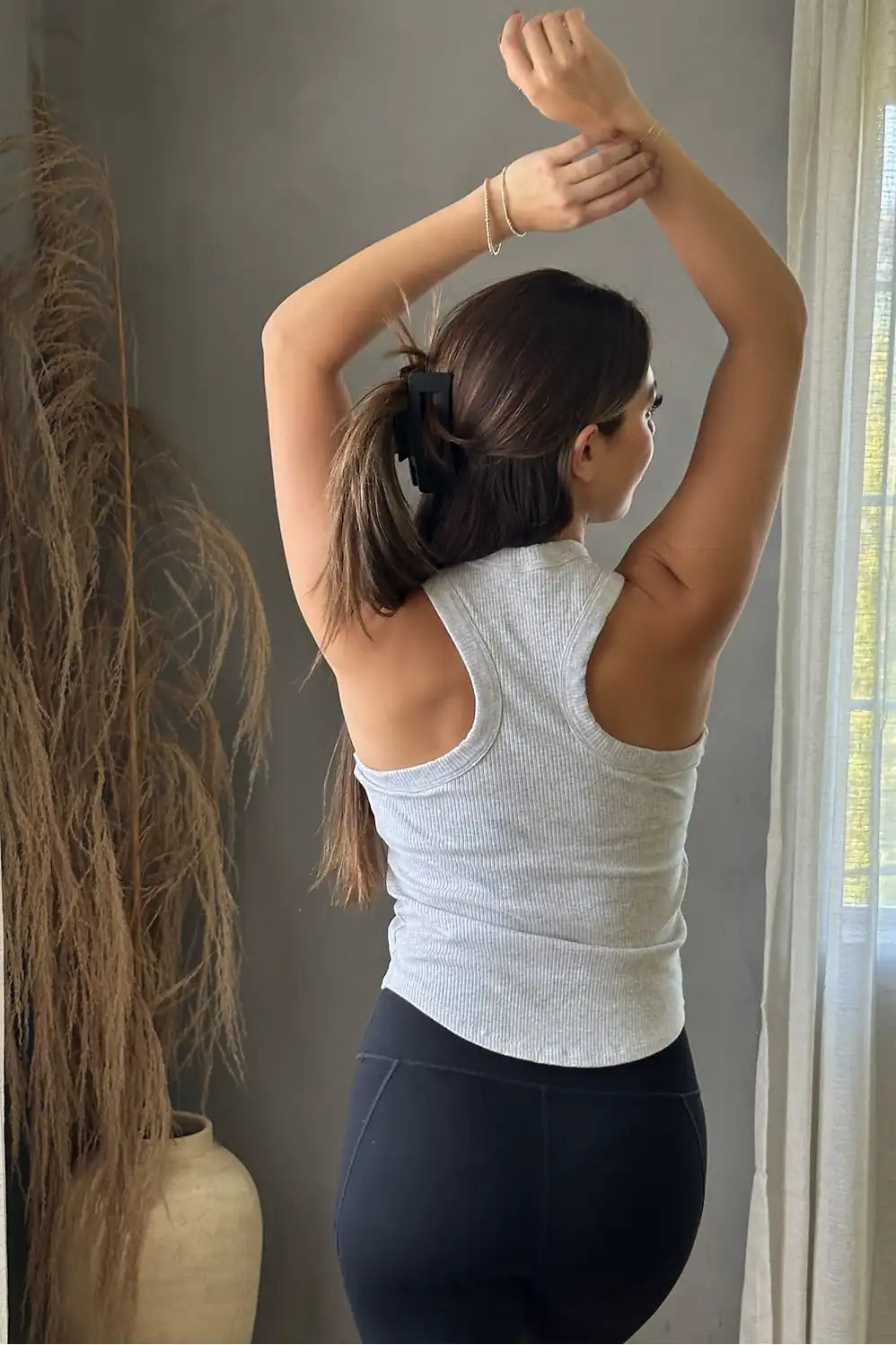 High Neck Rib Built-In Bra Tank