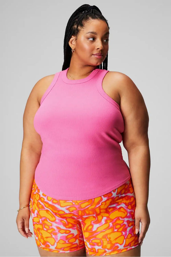 High Neck Rib Built-In Bra Tank