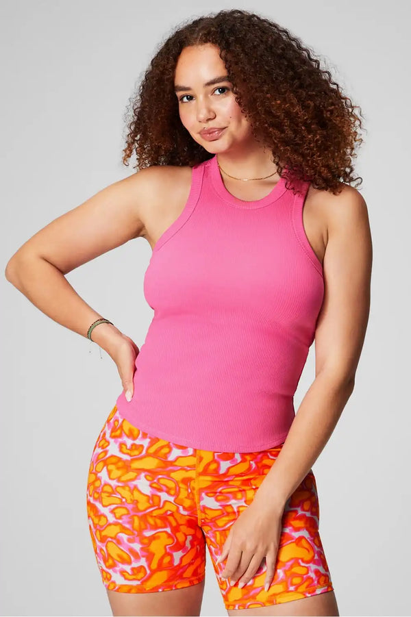 High Neck Rib Built-In Bra Tank