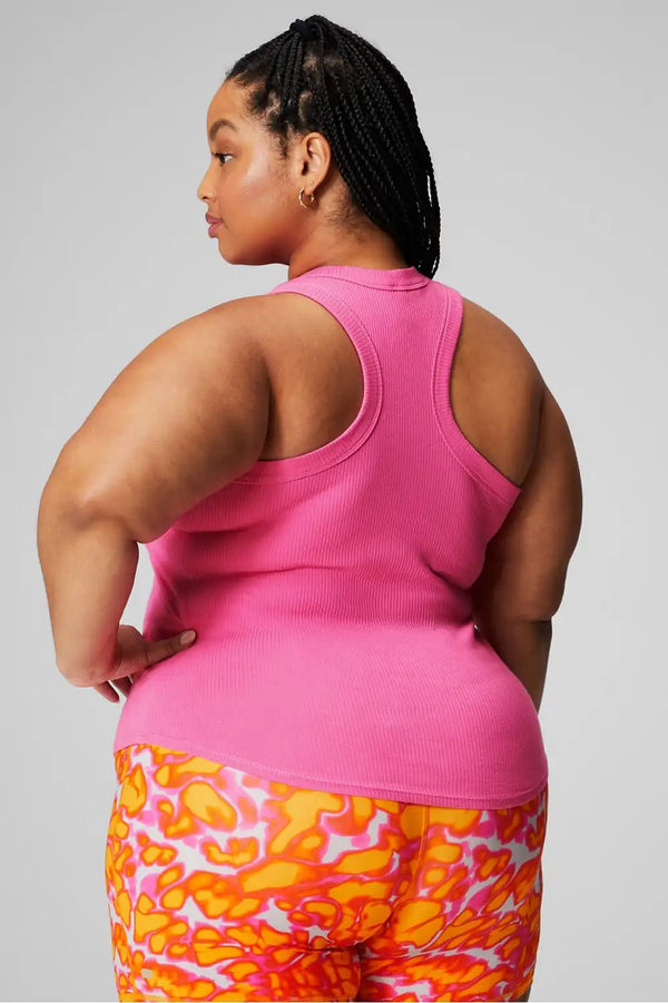 High Neck Rib Built-In Bra Tank