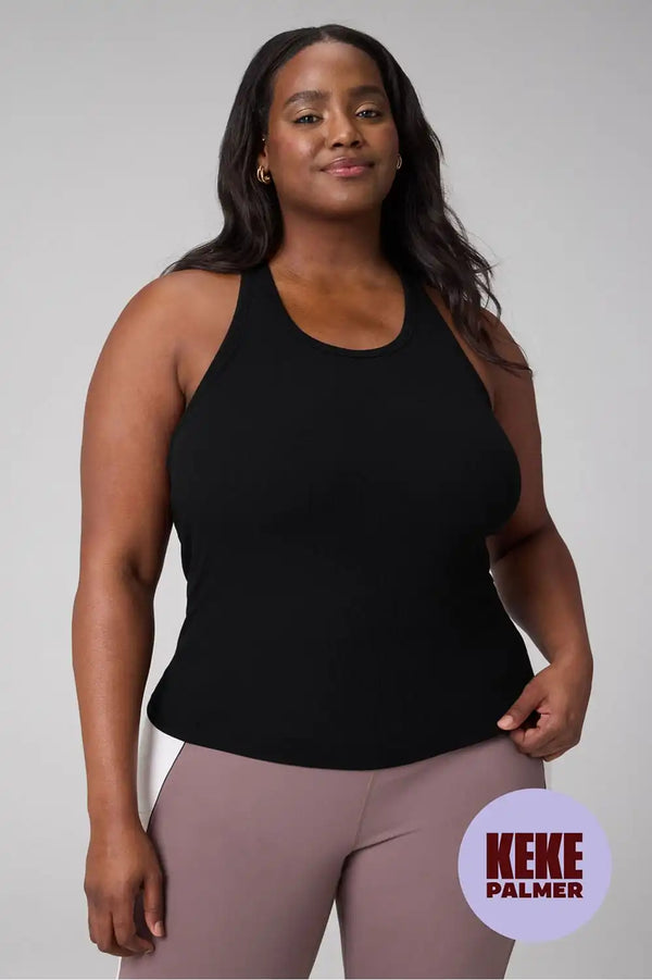 Modal Rib High Neck Built-In Bra Tank