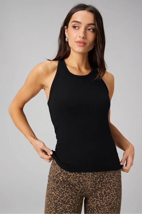 Modal Rib High Neck Built-In Bra Tank