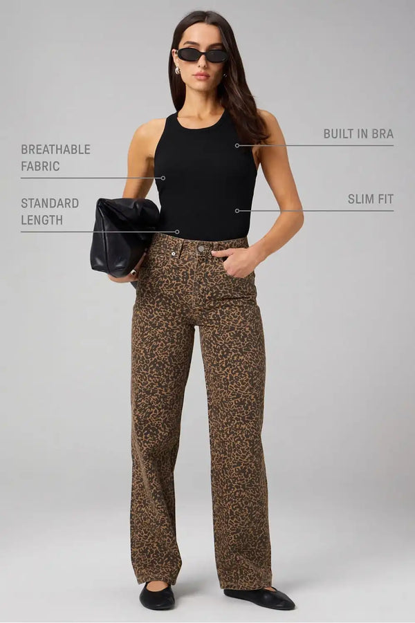 Modal Rib High Neck Built-In Bra Tank