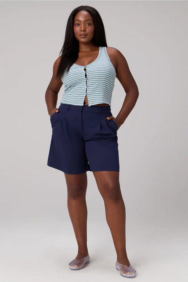 Modal Rib V-Neck Button Tank