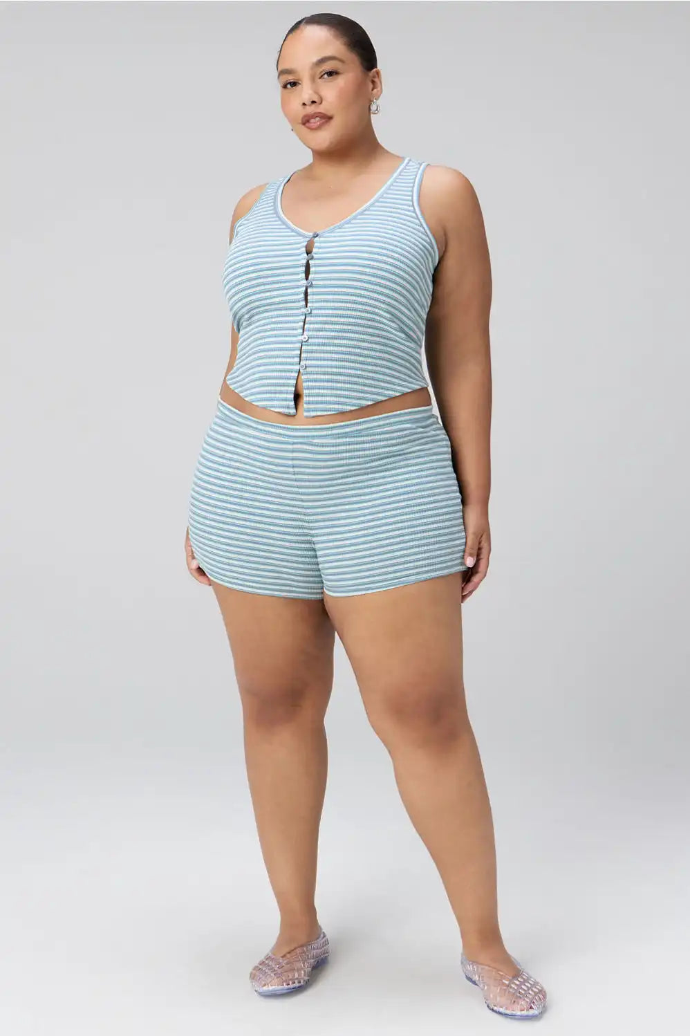 Modal Rib V-Neck Button Tank