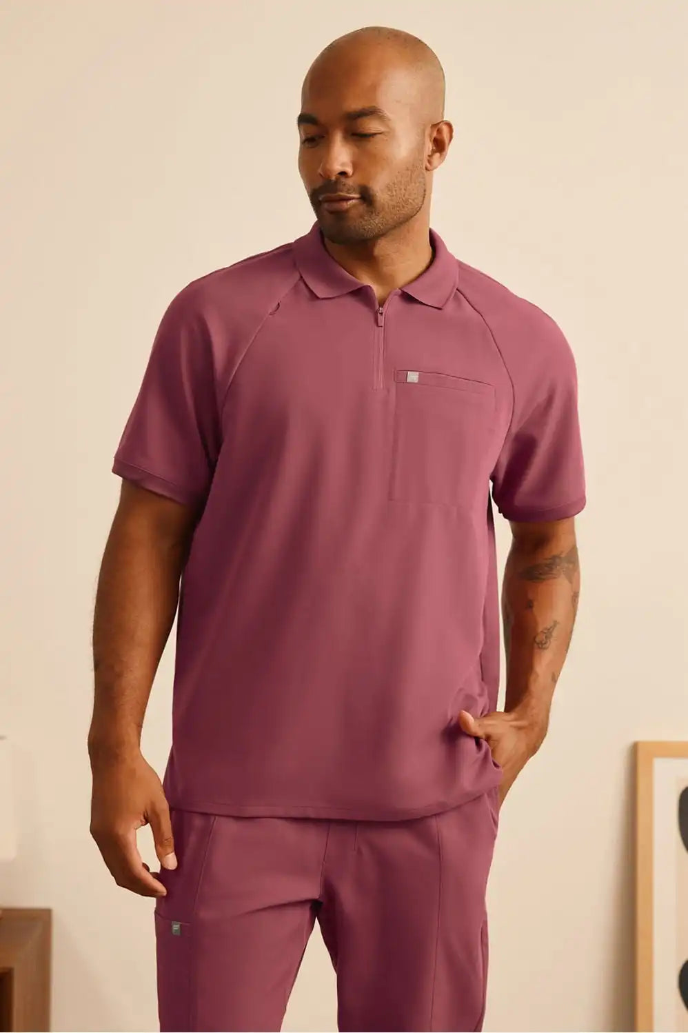 All-Day Scrub Zip Polo Main image