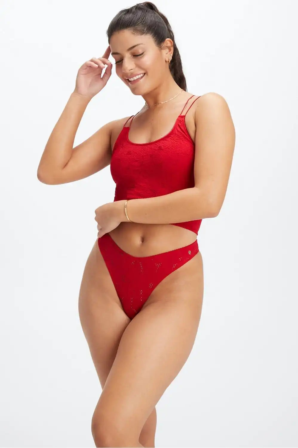 Seamless Lace High-Waisted Thong Main image