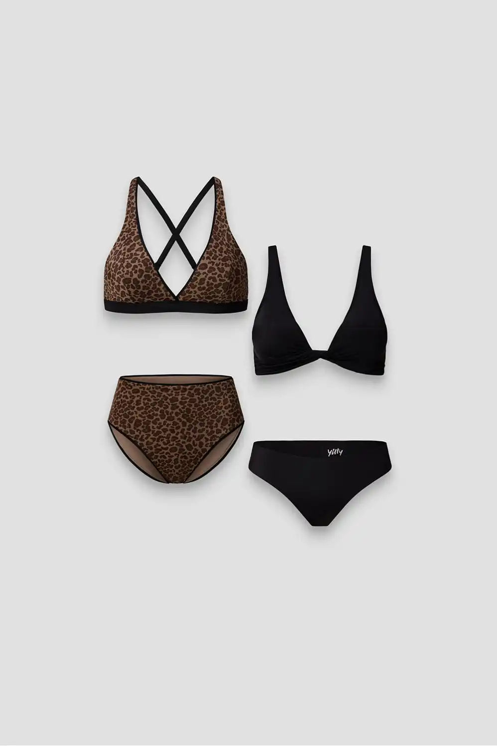 Swim Twist Bikini Top + HW Swim Bottom + Plunge Swim Top + Bikini Swim Bottom 4-Piece Bundle