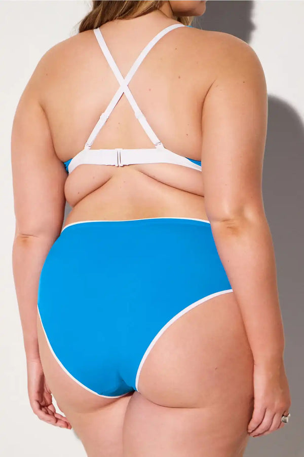 Plunge Swim Top + High-Waisted Swim Bottom 2-Piece Outfit
