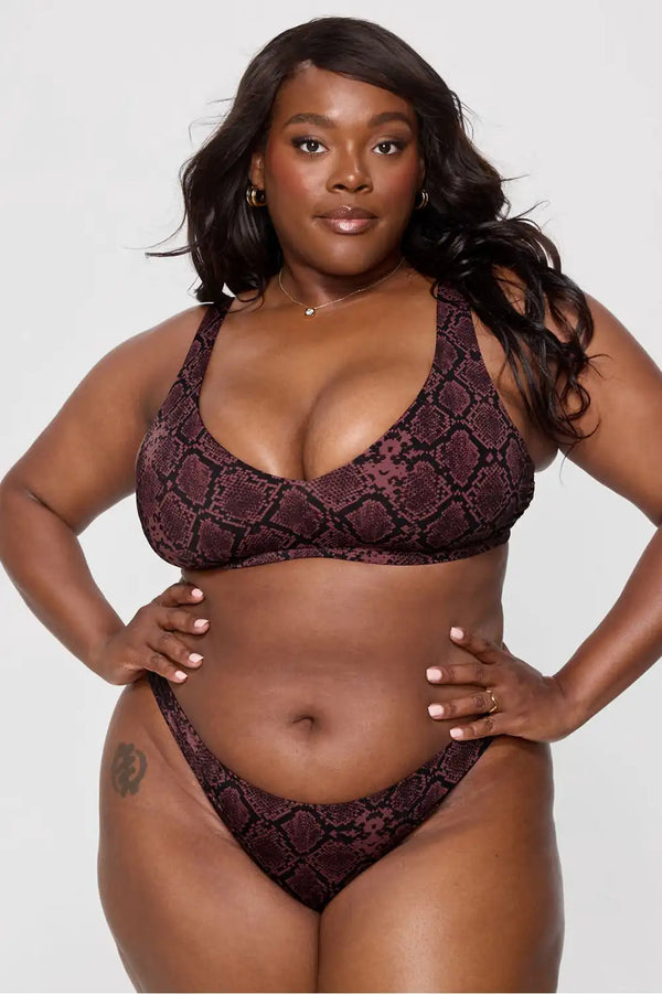 Shaping Swim Plunge Bikini Top + Shaping Swim Bikini Bottom + Sheer Mesh Sarong 3-Piece Bundle