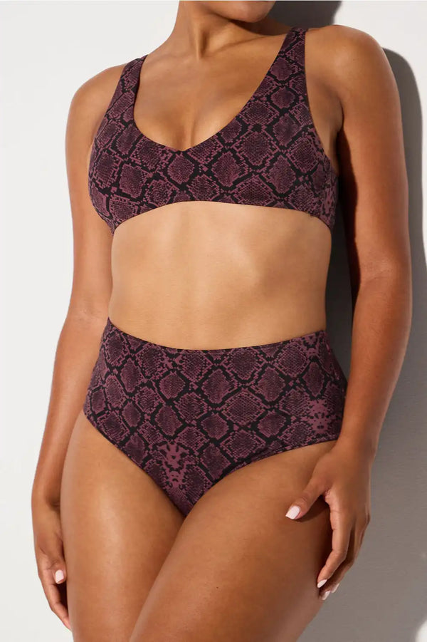 Shaping Swim Plunge Bikini Top + Shaping Swim Bikini Bottom + Sheer Mesh Sarong 3-Piece Bundle