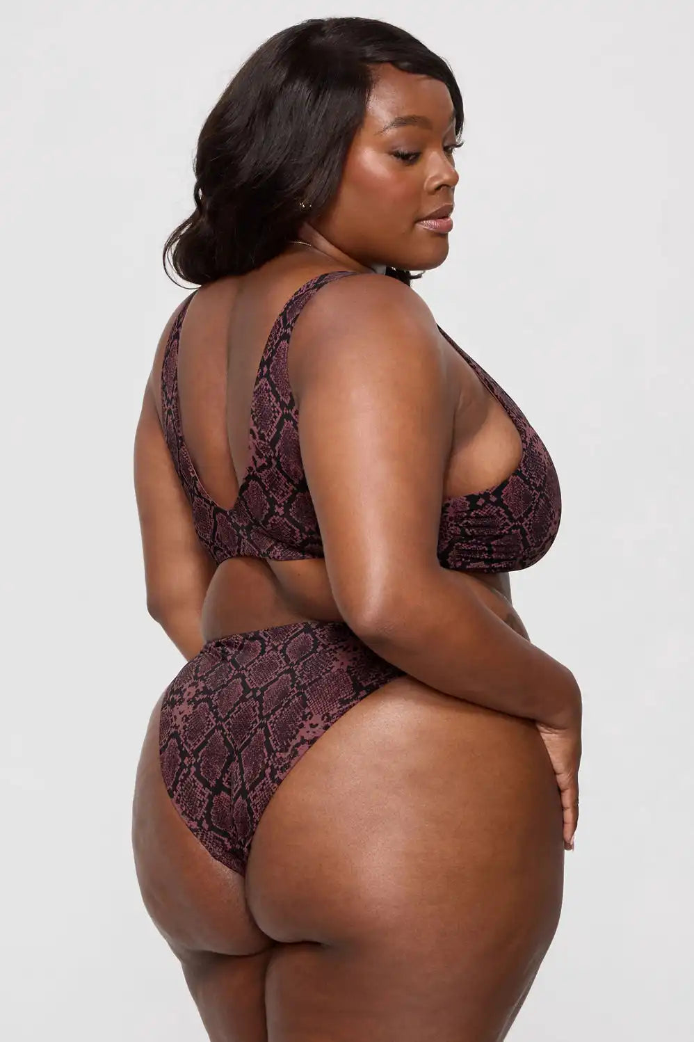 Shaping Swim Plunge Bikini Top + Shaping Swim Bikini Bottom + Sheer Mesh Sarong 3-Piece Bundle