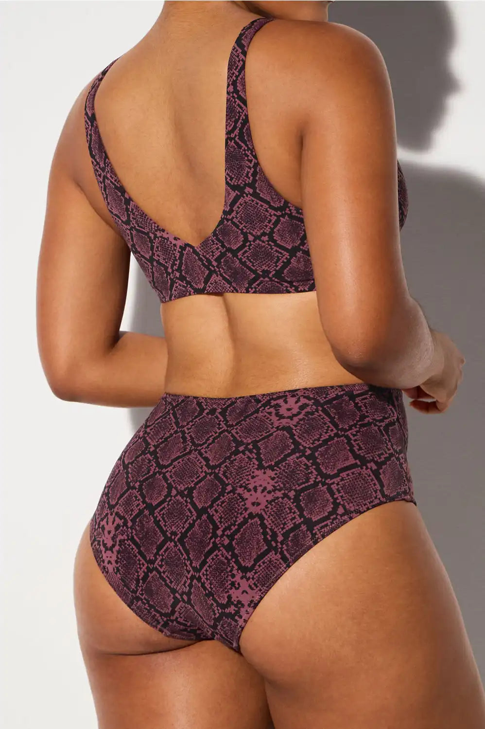 Shaping Swim Plunge Bikini Top + Shaping Swim Bikini Bottom + Sheer Mesh Sarong 3-Piece Bundle